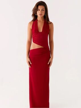 Peppermayo Main Act Halter Maxi Dress - Raspberry